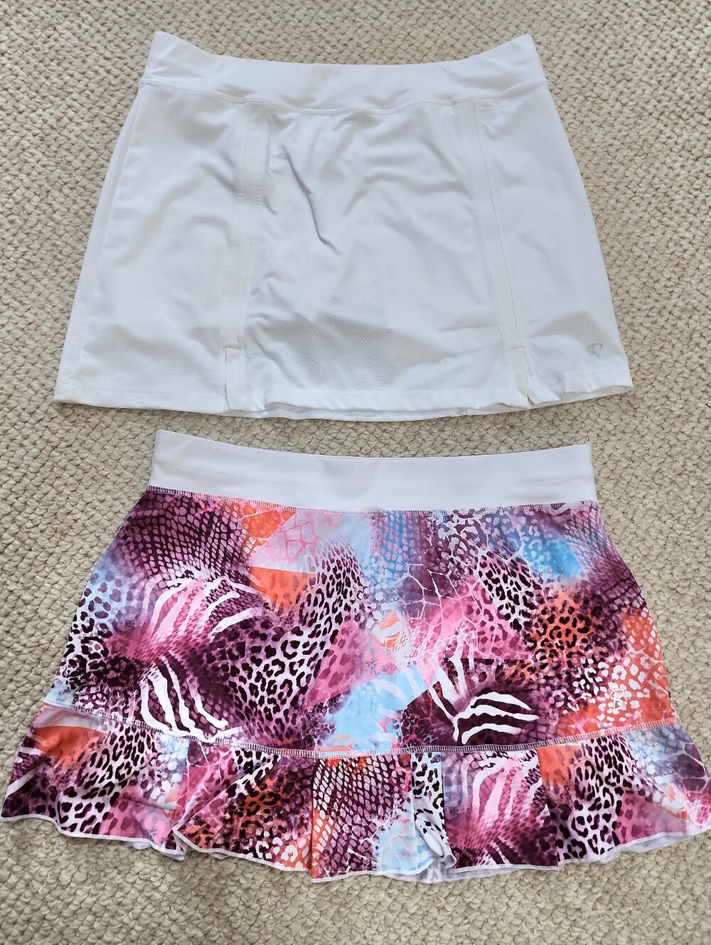 2 Sofibella Athletic Tennis Skorts - White & Vibrant Animal Print XL